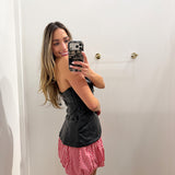 RED GINGHAM BUBBLE MINI SKIRT