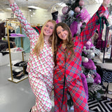 RED PLAID SATIN PAJAMA SET