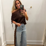 LBK BROWN FRINGE PANTS
