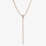 Emerald Baguette Tennis Y Lariat Necklace - Waterproof