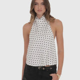 POLKA DOT HALTER SATIN TOP