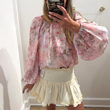 CREAM LINEN MINI SKIRT