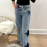 LBK STAR MID RISE STRIGHT DENIM PANTS