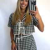 BLACK GINGHAM PLAID TOP + MINI SKIRT SET