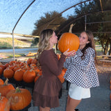 Brown Gingham Scalloped Blouse