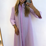ORCHID STRIPED CASUAL MAXI SHIRT DRESS