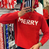 Red Merry Knit Sweater Top