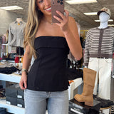 WF BLACK TAILORED STRAPLESS TOP