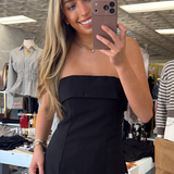 WF BLACK TAILORED STRAPLESS TOP
