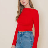 Red Bell Sleeve Top
