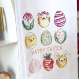 KITCHEN TOWEL HANDPAINTED EASTER EGGS AND CHICKS