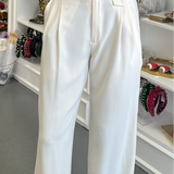 Cream High Waisted Pleated Dress Pants