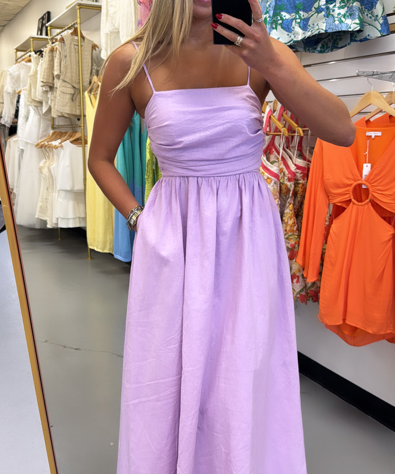 Lavender Runched Maxi Dress
