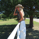 Olive Ruffle Neck Tie Peplum Top