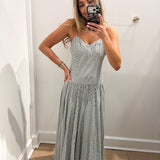 HUNTER GREEN CORSET MAXI DRESS