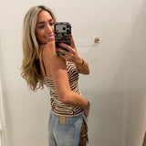 LBK BROWN EMBROIDERED STICHED TOP
