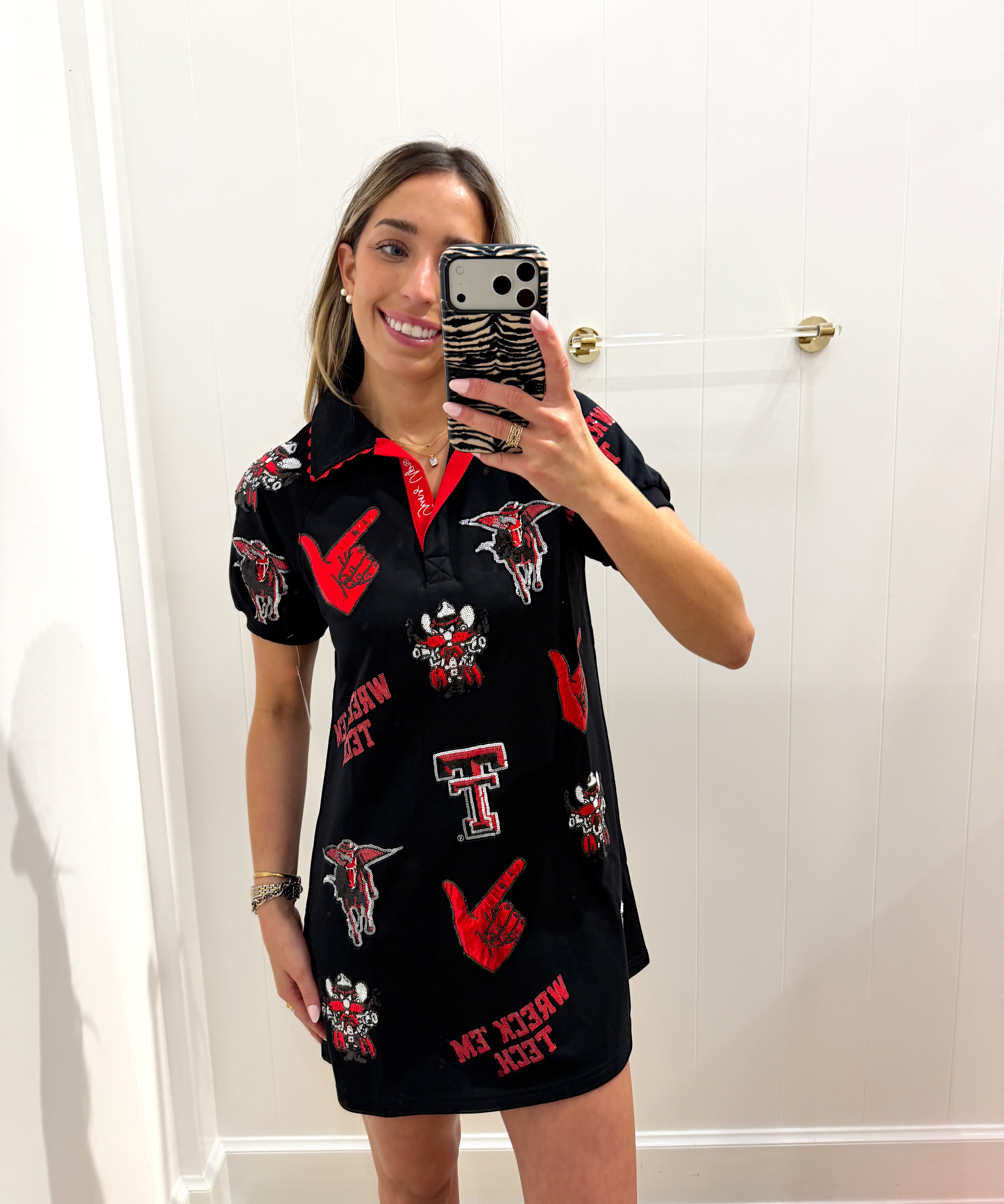TEXAS TECH SEQUIN LOGO DRESS - BRIANNA CANNON