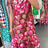 MULTI FLORAL TIE MAXI DRESS