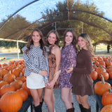 Brown Gingham Scalloped Blouse