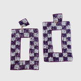 PURPLE/ WHITE CHECKERED EARRINGS