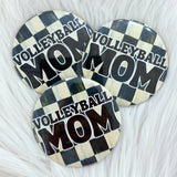 VOLLEYBALL MOM CHECKERED BUTTON