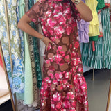 MULTI FLORAL TIE MAXI DRESS