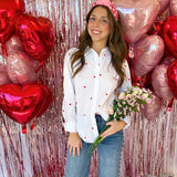 HEART POPLIN EMBROIDERY BLOUSE