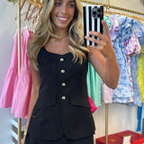 WHITE SQUARE NECK BUTTON DOWN ROMPER