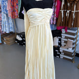 BUTTER YELLOW SCARF SATIN PLEATED MAXI DRESS