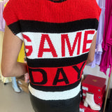 RED / BLACK / WHITE COLORBLOCK GAMEDAY TOP (size XL left)