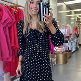 BLACK POLKA DOT BABY DOLL RUFFLE SET