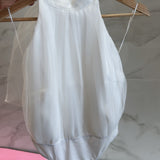 WHITE HIGH NECK IRIDESCENT BODYSUIT