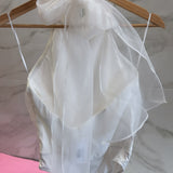 WHITE HIGH NECK IRIDESCENT BODYSUIT