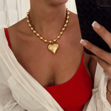CHUNKY GOLD HEART NECKLACE