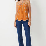 Shell Panel Linen Top: Off White / L