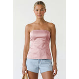Tailored Long Satin Tube Top: Light Tan / S-M-L(3-2-1)
