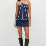 Shell Panel Linen Top: Off White / L